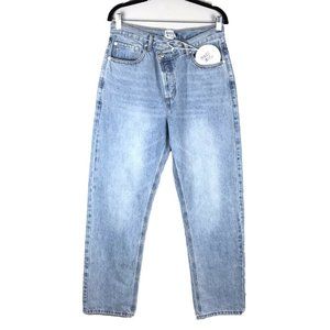 NWT Princess Polly Holly Assymetric Straight Jean Light Wash Size 8